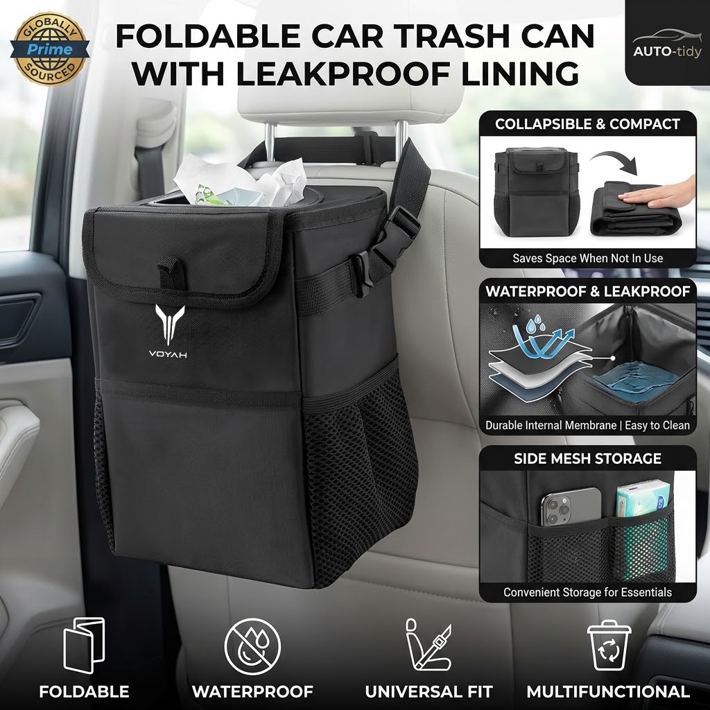 Waterproof Car Trash Can With Lid - Складной, портативный, герметичный, водонепроницаемый автомобильный мусорный
