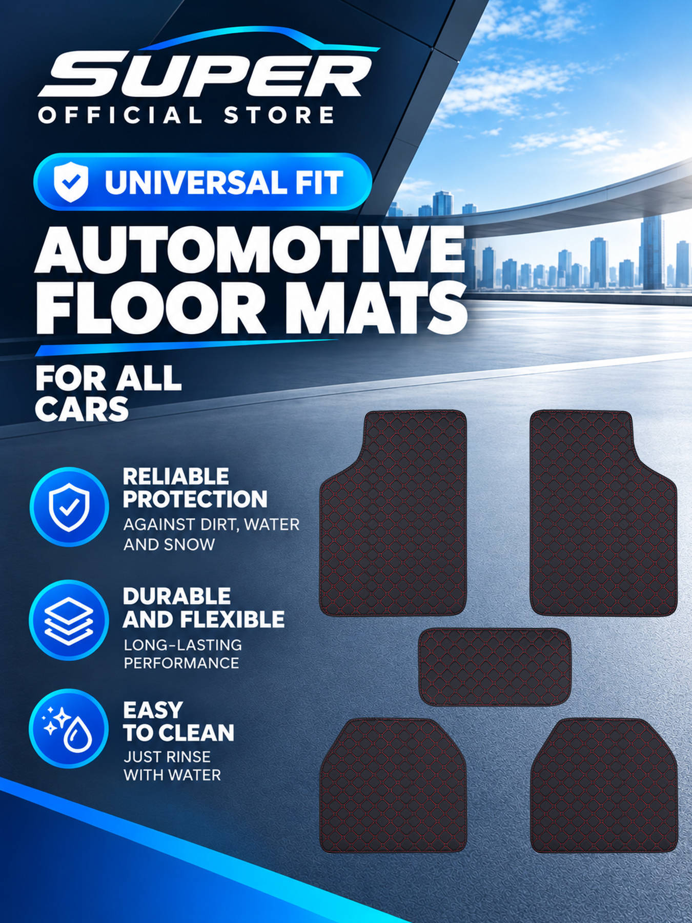 Car Floor Mats Universal Waterproof Leather - Коврики для автомобиля, полный комплект, универсальные,