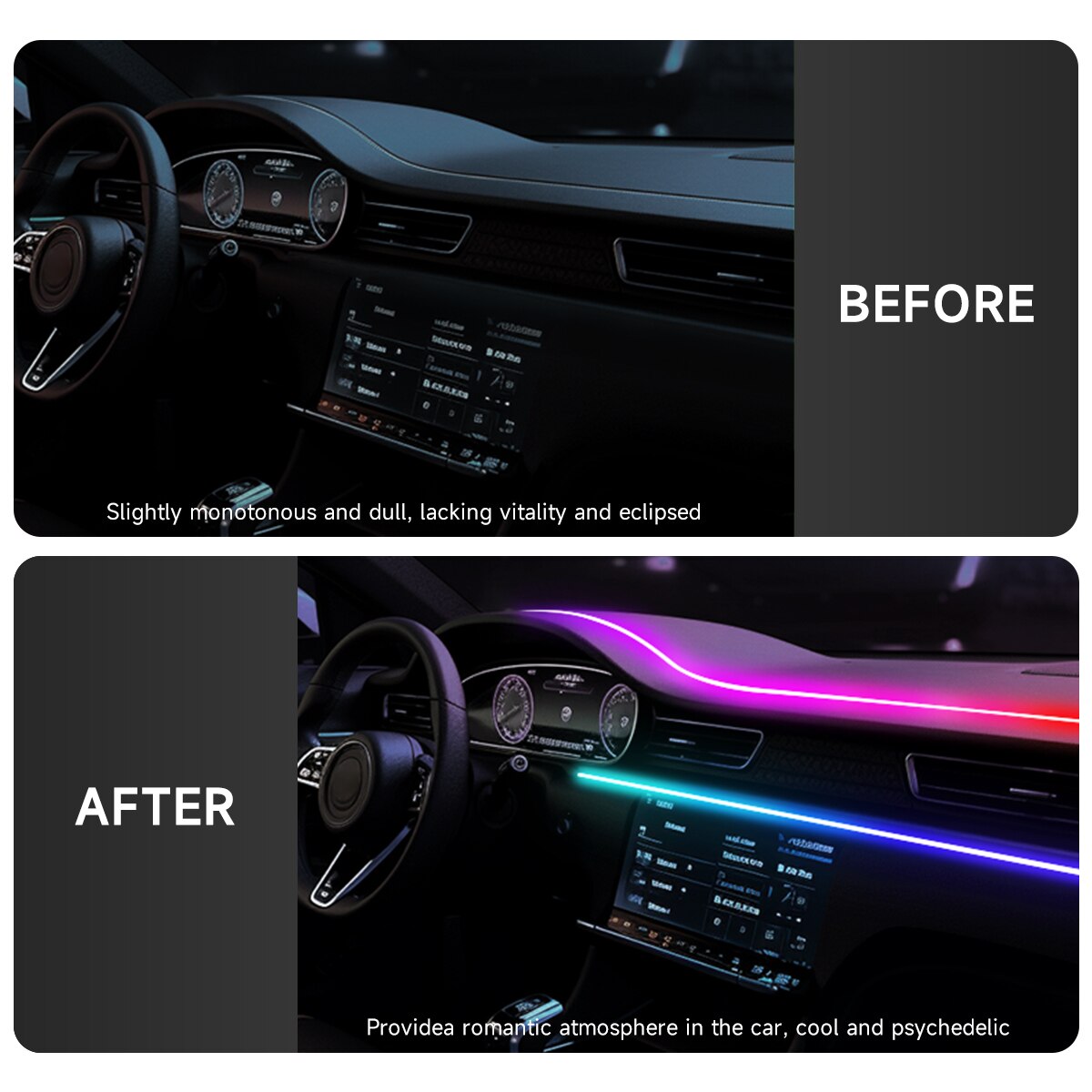 Автомобильная USB-лампа с 64 ц – обзор и цена Led Ambient Interior Car Lights App Control